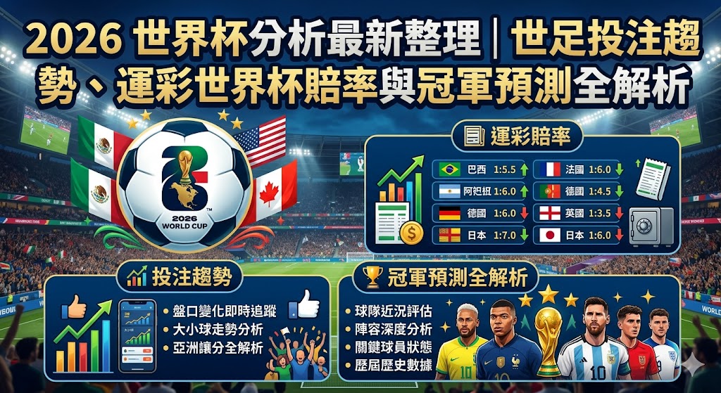 2026世界杯分析最新整理｜世足投注趨勢、運彩世界杯賠率與冠軍預測全解析