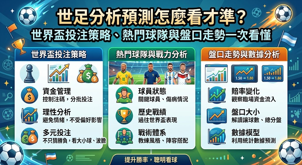 世足分析預測怎麼看才準？世界盃投注策略、熱門球隊與盤口走勢一次看懂