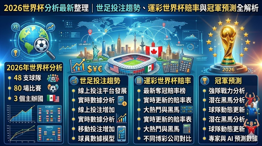 Read more about the article 2026世界杯分析最新整理｜世足投注趨勢、運彩世界杯賠率與冠軍預測全解析
