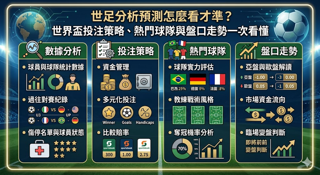 世足分析預測怎麼看才準？世界盃投注策略、熱門球隊與盤口走勢一次看懂
