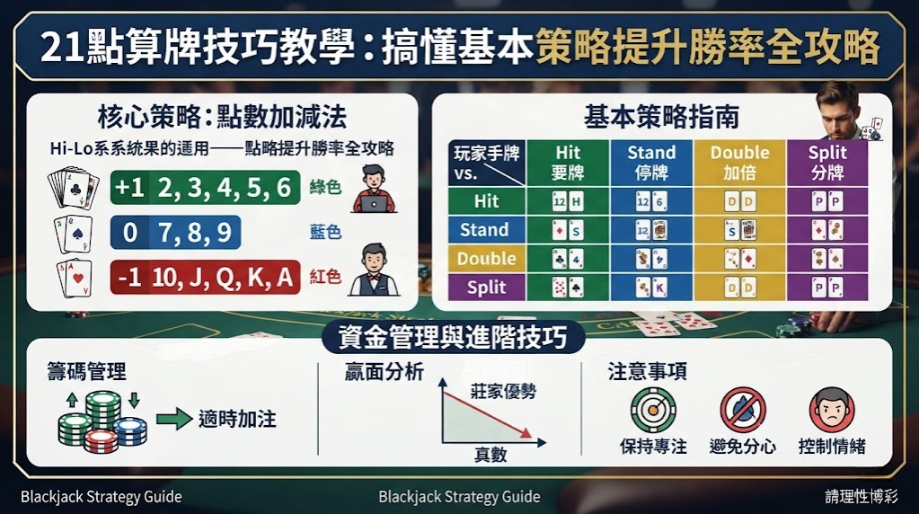 21點算牌技巧教學:搞懂基本策略提升勝率全攻略