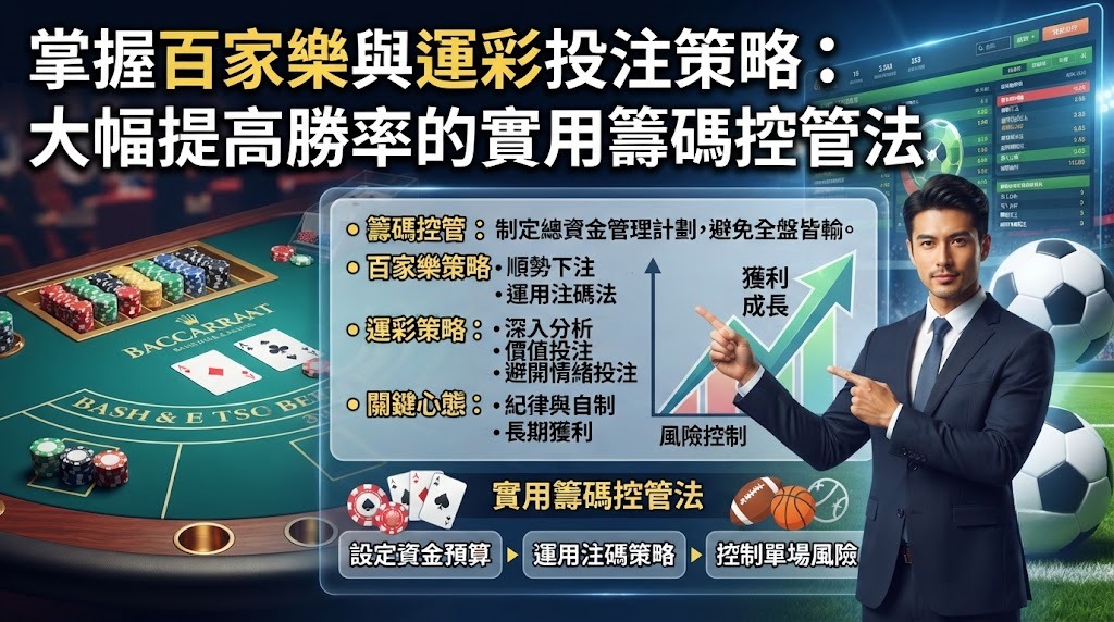 翻轉勝率,就從正確控管籌碼開始!立即掌握百家樂與運彩的必勝策略